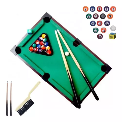 Jogo Mini Mesa de Bilhar Sinuca Compacta em Madeira Snooker com 2