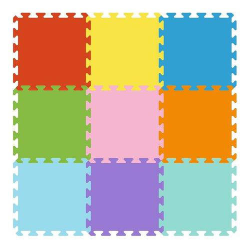 Alfombra Puzzle De Goma Eva 9 Piezas Colores Infanti