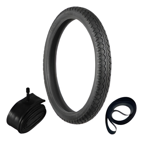 Pneu Bis Pop 60/100-17 Tt Tiger Technic + Câmara + Cinta