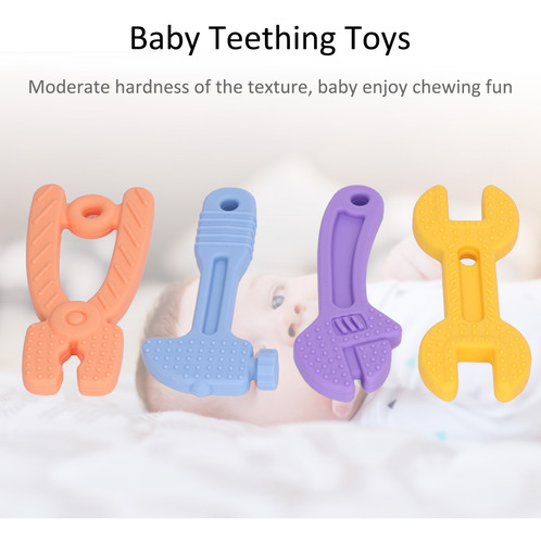 Mordedor De Silicona Para Bebés Y Juguetes, 4 Unidades