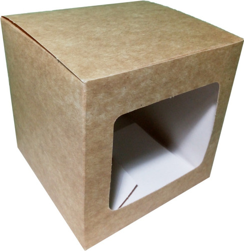 Caja Para Taza 1 Ventana X 50u Packaging Blanco Madera Taz1