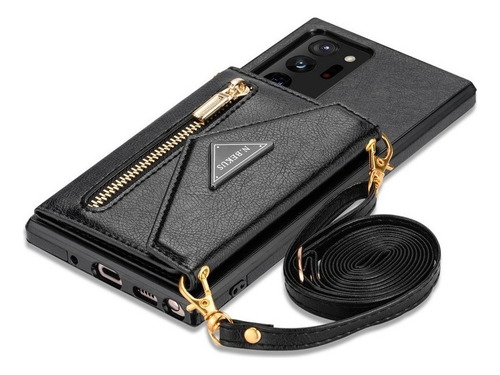 A Funda De Teléfono Con Cremallera Y Cordón For Samsung