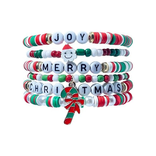 6 Pcs De Pulseras De   De Navidad Pulseras Heishi, Jueg...