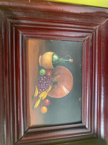 Dos Pinturas Bodegones Al Óleo De Teruel Vintage (Usado)