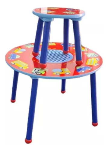 Mesa Infantil Con Banco 2 Pcs. Rojo