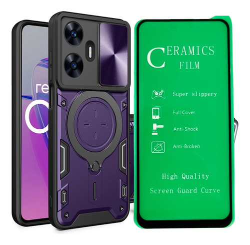 Estuche Protector Cam Antichoque + Vidrio Ce Para Realme C55