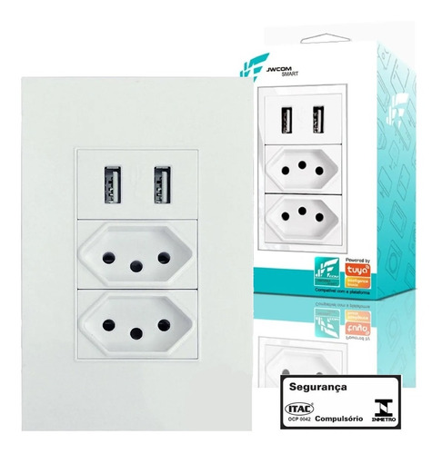 Tomada De Parede Dupla Usb Embutir Bivolt 10a Interruptor Cor Branco