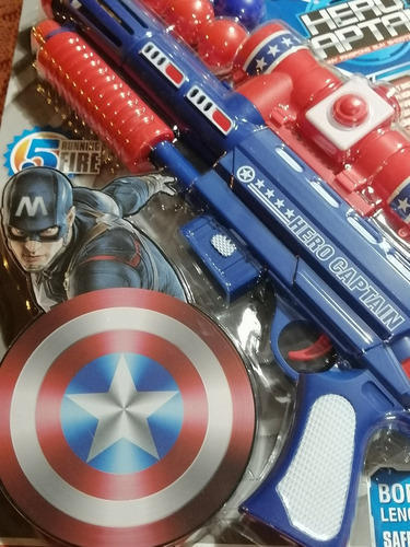 Imagen 8 de 9 de Arma Capitán América Lanza Pelotas. 37 Cm.