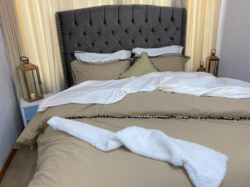 Imagen 5 de 5 de Funda Para Plumón Tipo Duvet Doble Con Borlas Camel