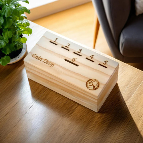 Juego De Caída De Monedas En Caja De Madera