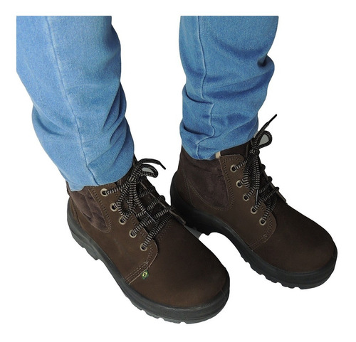 Nobuck Botina Bota Segurança Bico Pvc Café Marrom Ecosafety