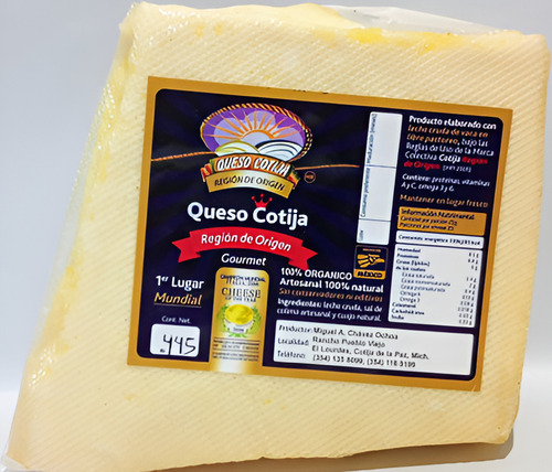 Queso Cotija Gourmet Región De Origen 1.5 Kg De Tajo + 3 M