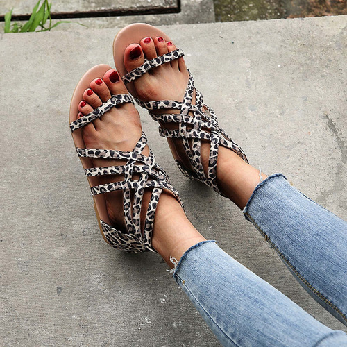 Sandalias Planas Con Cremallera Atadas En Verano, Sandalias