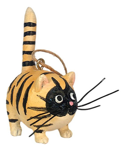 Precioso Gato De Resina Estatuilla Colgante Espejo Oro Negro