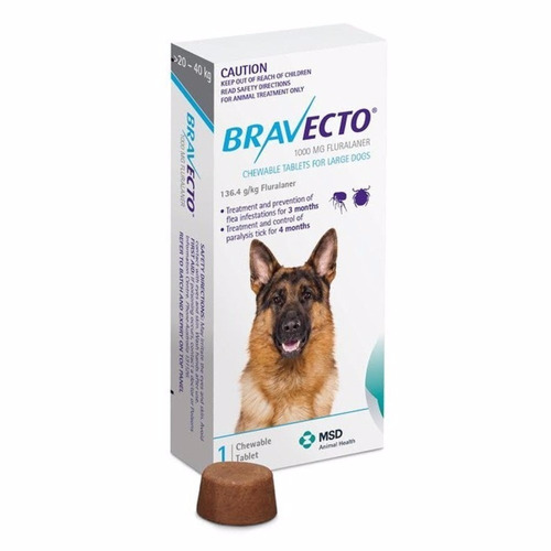 Bravecto 20-40 Kg Antipulgas Garrapaticida X 3 Meses Perro