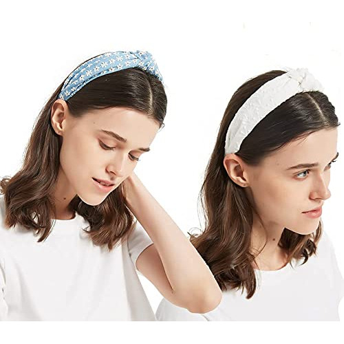 Diademas Anudadas Bordadas Begood Para Mujer, Color Blanco