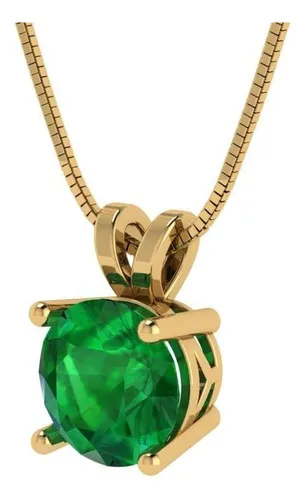 Collar Con Colgante De Solitario De Esmeralda De Imitación