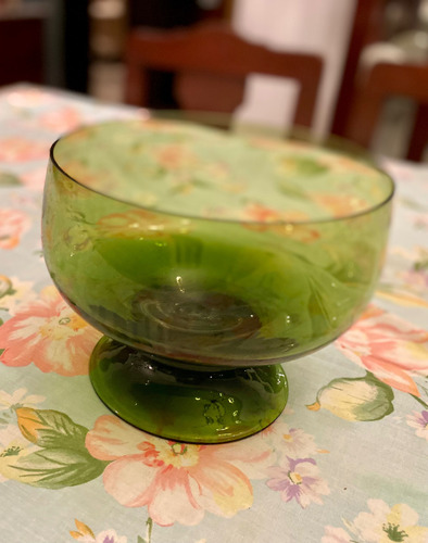 Adornos Cristal Florero Circular Verde