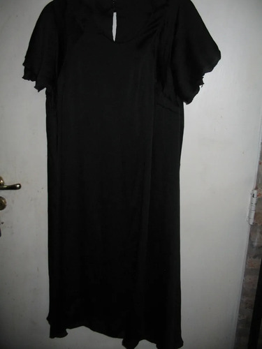 Vestido Bobo Seda Manga Corta Basico Negro Largo Medio Leer