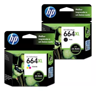 Kit Cartucho Original Hp 664 Xl Preto E 664 Xl Color P 3775