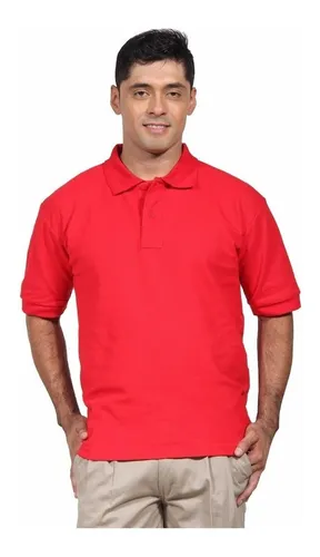 Polera Pique Roja Var n Manga Corta Cuotas sin inter s