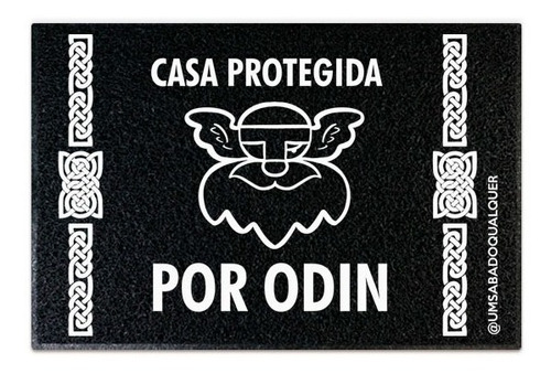 Tapete Capacho - Casa Protegida Por Odin Cor Preto Desenho do tecido CAPUSQ007