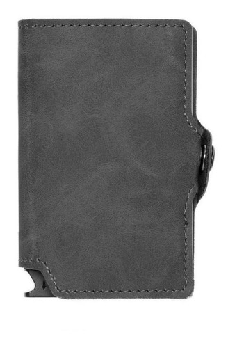 Billetera Walla Vintage color grey de cuero - 10cm x 6.5cm x 1.5cm