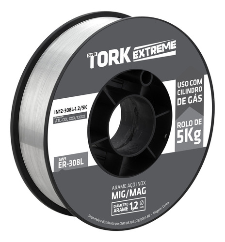 Arame Para Solda Mig Inox Uso Com Gás 1.2mm Rolo De 5kg Tork Cor Cinza