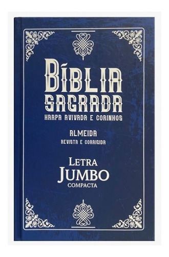 Bíblia Letra Jumbo Compacta Arc Harpa | Capa Dura Azul