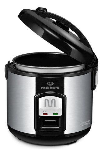 Panela De Arroz 10 Xícaras Mantem Aquecido 127v Multi Go005 Cor Inox/preto