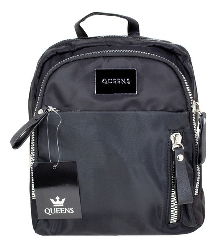 Queens Cartera Mochila Urbana Mujer Bolso Negro Qv22133