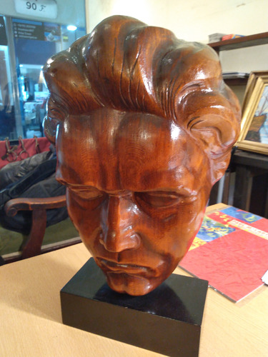 Beethoven Imponente Talla Madera Maciza Máscara Mortuoria (Usado)