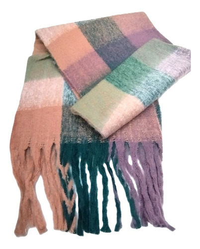 Pashmina Bufandon De Mujer Lana Nube 240 X 40 Cm Con Flecos