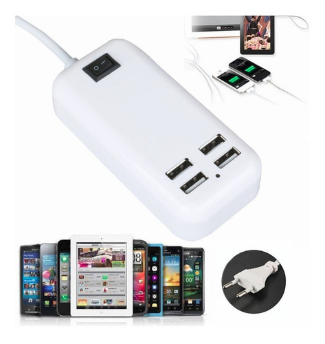 Cargador 4 Puertos Usb Zapatilla Tableta Celular 15w 3amp®