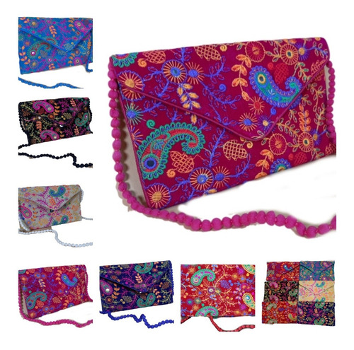 Imagen 5 de 10 de Sobre Cartera Hindu Velvet Rojo Hermosas. Ideal Regalos