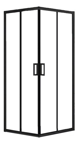Box De Ducha Mampara Gorena York 90cm Cabina Recta S/base Armazón Negro Panel transparente