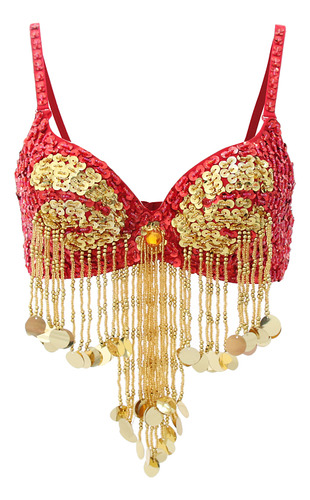 De Danza De Vientre Con Lentejuelas Borlas Colgantes Ropa