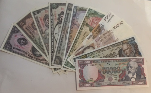 Imagen 2 de 5 de Billetes De Ecuador : Juego Desde 5 A 50000 Sucres Colección