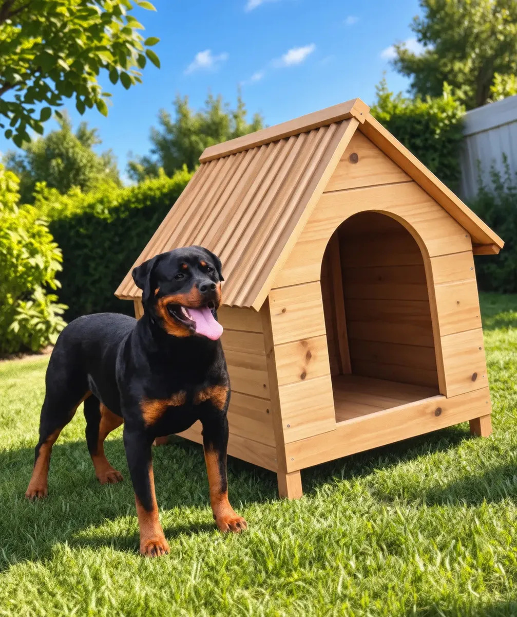 Casinha Pet Luxo Envernizada Grande Abrigo Para Cachorro Resistente E Confortável Exterior Inferior Sol Chuva N7