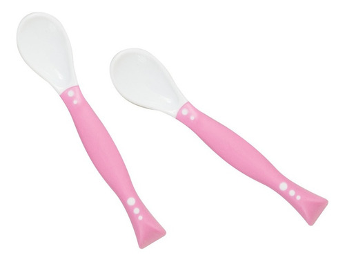 Colher Infantil Dobrável De Silicone 2 Uni Colorida Clingo Cor Rosa
