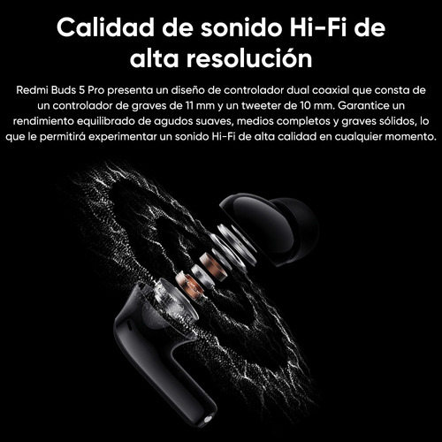 2 Pcs Xiaomi Audífonos Inalámbricos Redmi Buds 5 Pro Blanco Y Negro