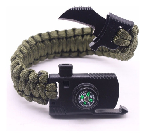 Pulsera Paracord Supervivencia Con Navaja ! Color Negro