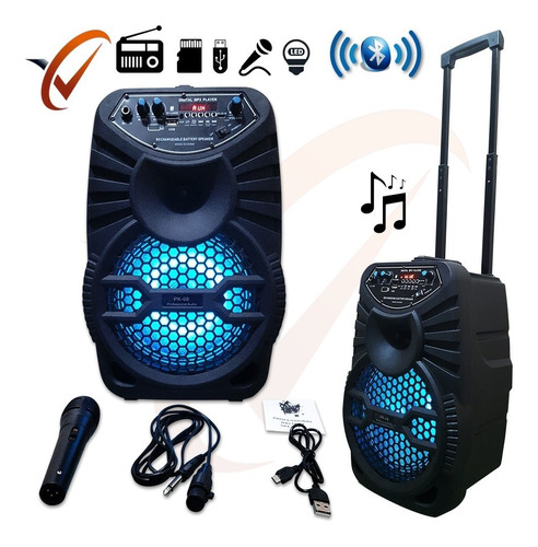 Oferta! Pk08 Parlante Karaoke Bluetooth Radio Fm 8 Pulgadas