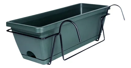 Macetero Colgante Para Balcón Y Cerca, Soporte Verde Oscuro