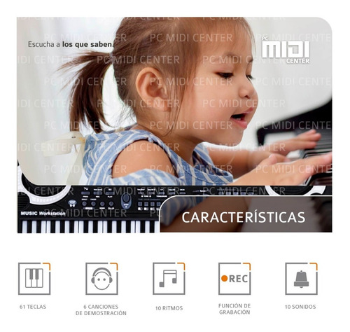 Imagen 5 de 10 de Organo Teclado Musical Infantil Microfono Mq6106 5 Octavas
