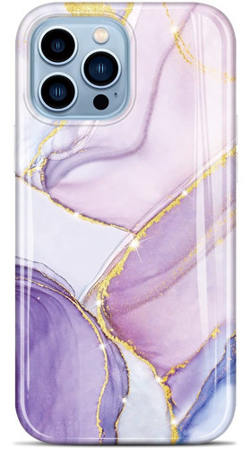 Funda Para iPhone 13 Mini Resistente Marmol Violeta Silic...