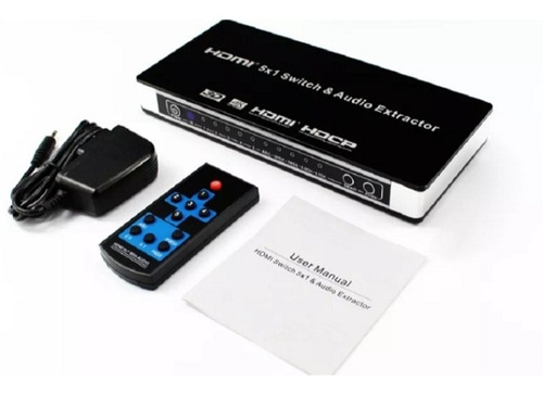 Imagem 4 de 4 de Chave Seletora Hub Switcher Hdmi 5x1 Portas + Extrator Audio