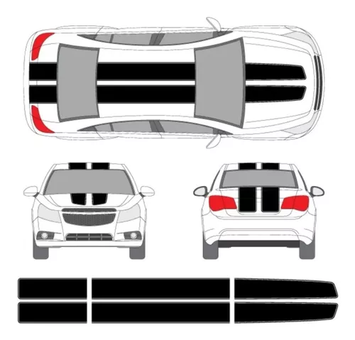 Kit Adesivo Fiat Uno Faixa Lateral Capo E Tras Carro Imp335