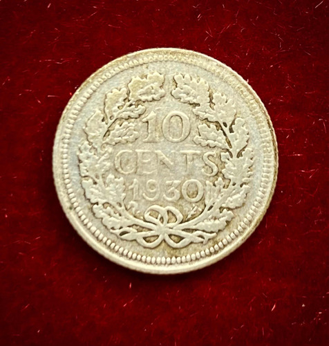 Moneda 10 Centavos Holanda 1930 Km 163 Plata 0.640