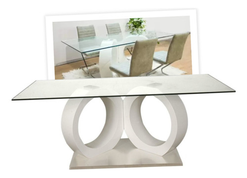 Mesa Luxury Living Comedor 200x100 Cm Vidrio Base De Acero